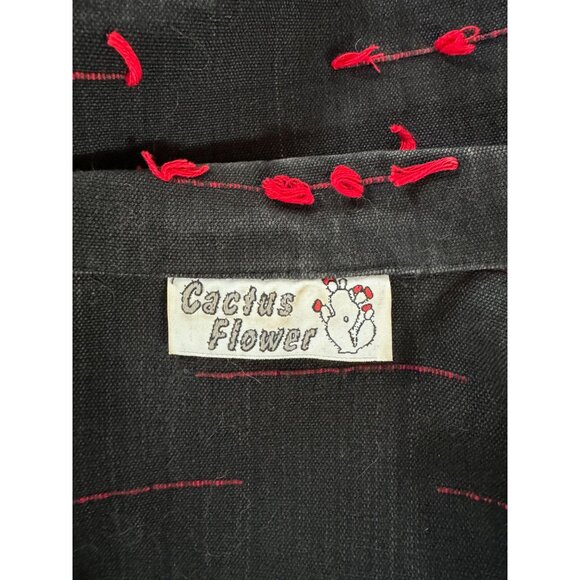 Vintage Black & Red Cactus Flower Jacket With Textured Knot Detailing & Brass Bu - Picture 9 of 16
